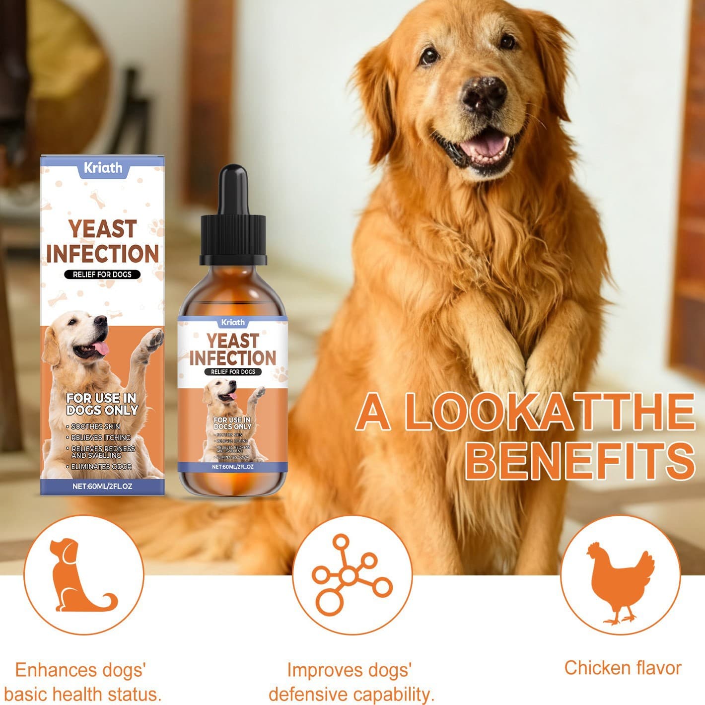 Kriath Dog Herbal Drops, Chicken Scent, Soothing and Comforting Herbal Care for Dogs