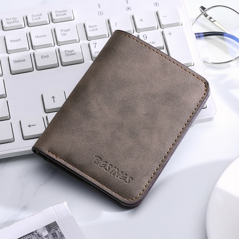 Mini Small Wallet Card Holder Men Ultra-Thin Multi-Functional Driver's License Leather Case Multi-Card Slot ID Card Holder Vertical Card Clip Women