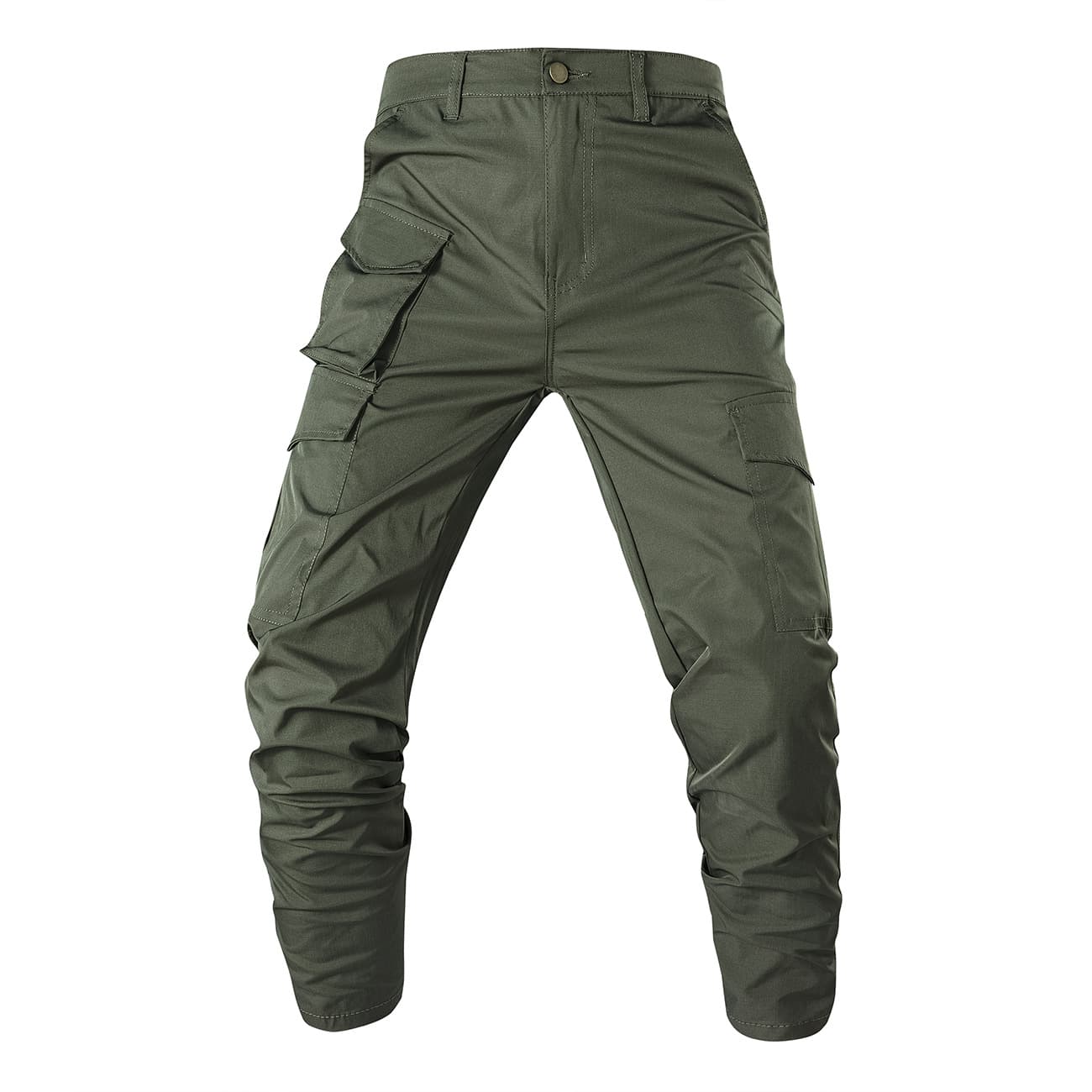 Men's Thin Tactical Workwear Pants Outdoor Casual Multi-Pocket Long Trousers Fashionable Straight Leg Polyester Fiber