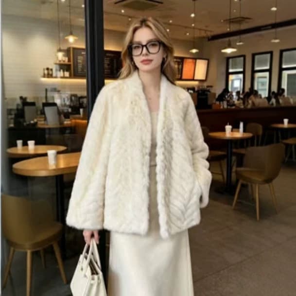 Simulated gold leaf mink gentle style lamb hair short fur coat for women thickened eco-friendly fur high-end imitation mink fur