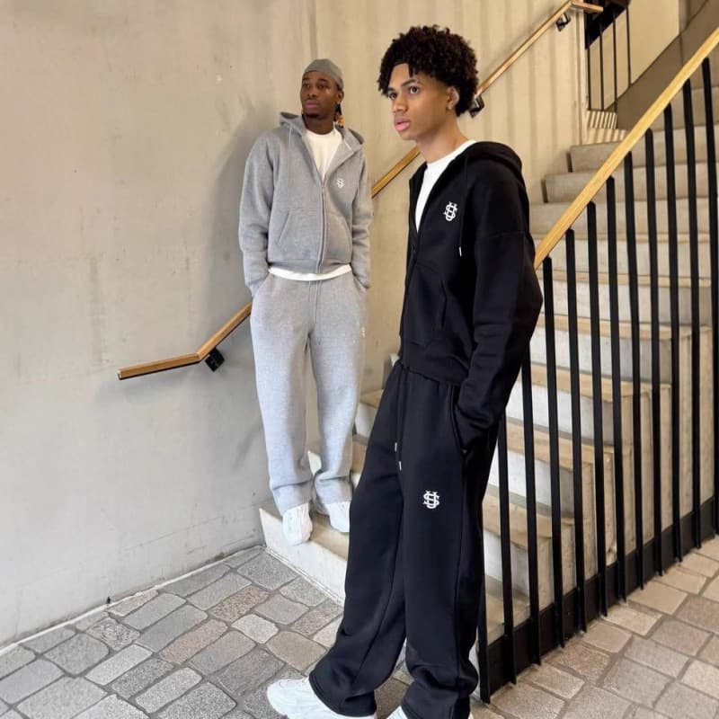 2026 Fashion European and American Cross-border New Street Trendy Hip Hop Zipper Loose Men's and Women's Sports Set Y2
