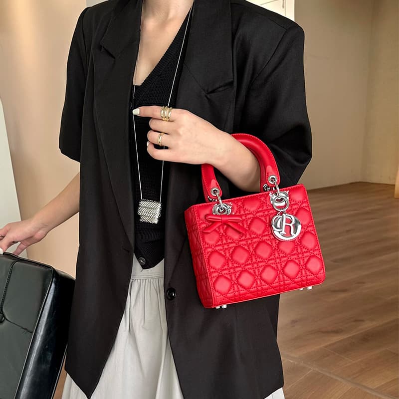 Lamb Grain Bowknot Lady Dior Bag 2026 New Women's High-End Chain Bag Handheld Shoulder Crossbody Small Bag