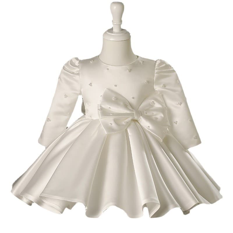 New Children's Formal Dress Princess Dress with Bow, Flower Girl Dress for Wedding, Girls Piano Performance First Birthday Party Dress