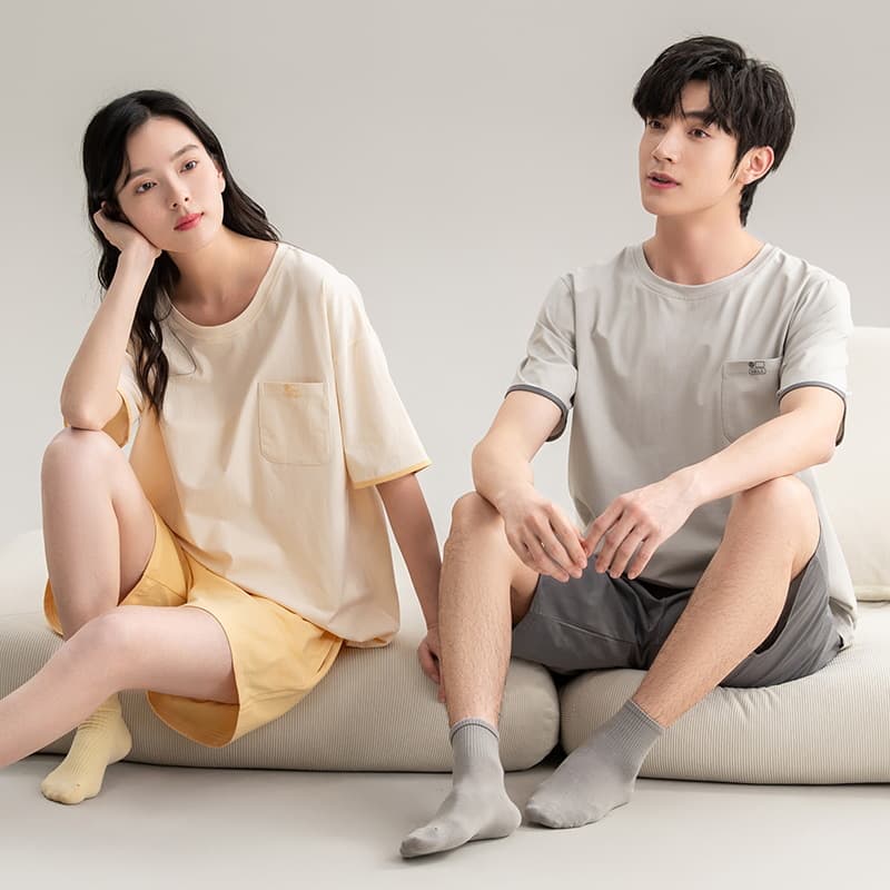 Couple Pajamas Summer Cotton Men's and Women's 2026 New Style Set Korean Fashion Homewear Summer