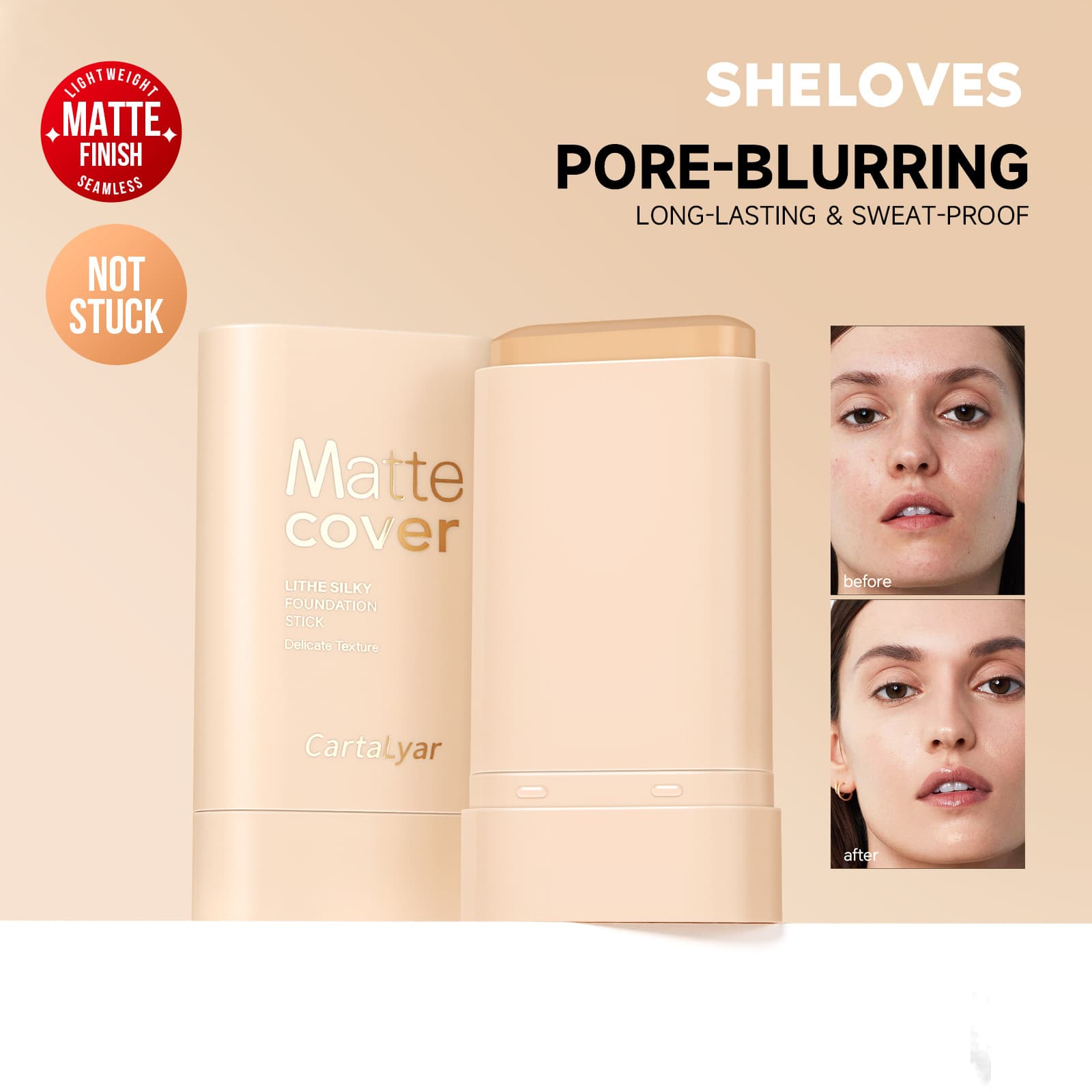 Cross-border Exclusive Sheloves Matte Foundation Stick, Long-Lasting Concealer, Waterproof, Sweat-Proof, Non-Caking Makeup Foundation Cream