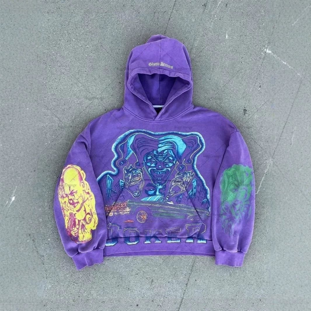 2026 Europe and America Unisex Heavy Industry Design Fashion Trendy 3D Print Street Distressed Hip-Hop Zip-Up Hoodie
