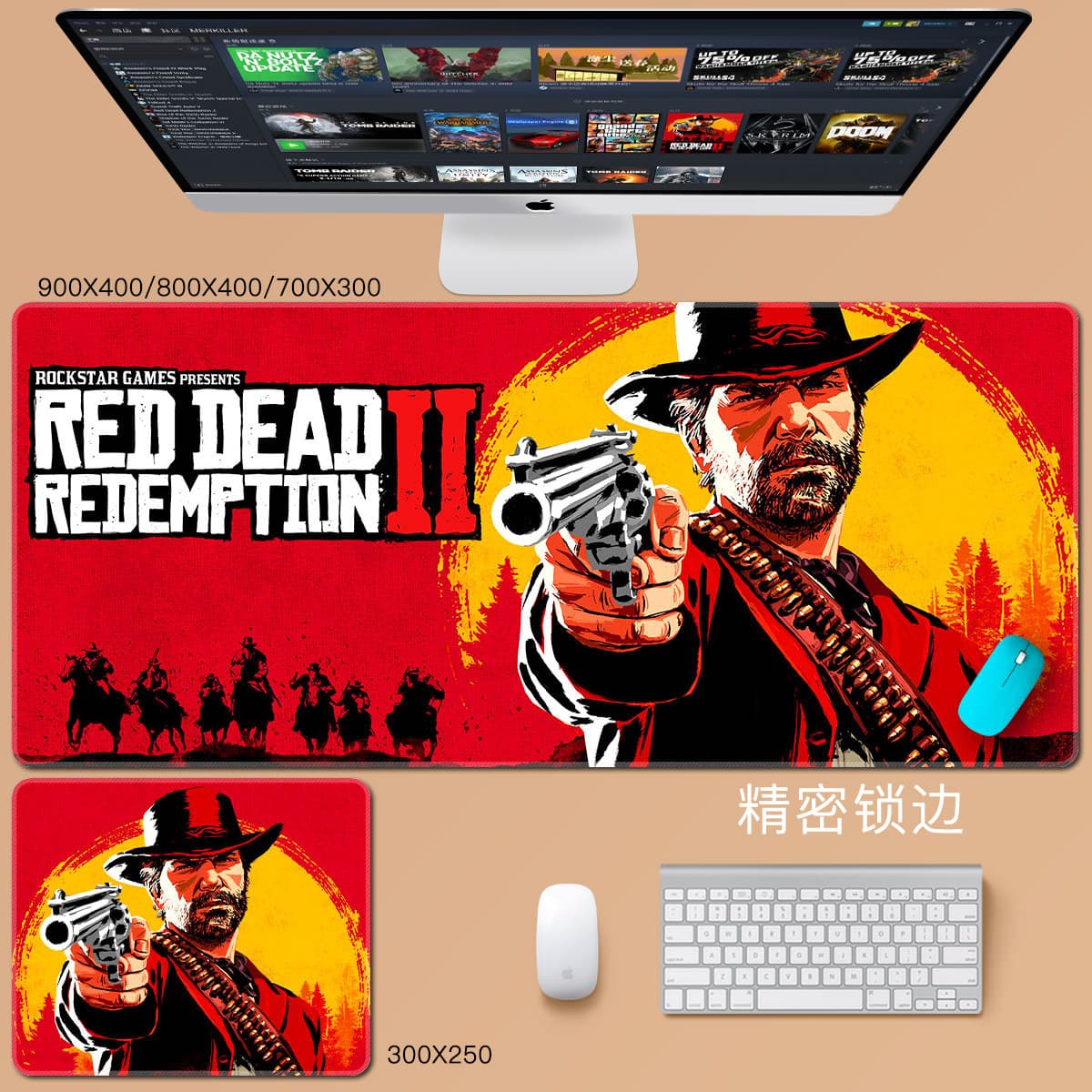 3mm GTA5 Oversized Stitched Edge Mouse Pad, Grand Theft Auto V Computer Desk Mat, Rockstar Games Merchandise