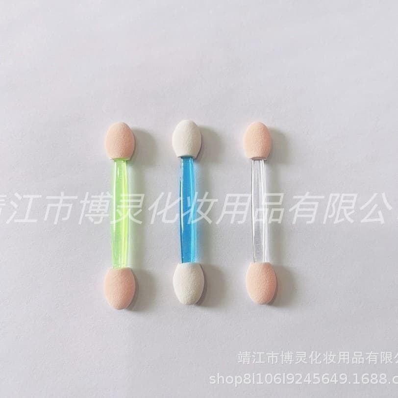 Disposable beauty eyeshadow brush, single head, round handle double-ended sponge eyeshadow stick, production makeup tool wholesale