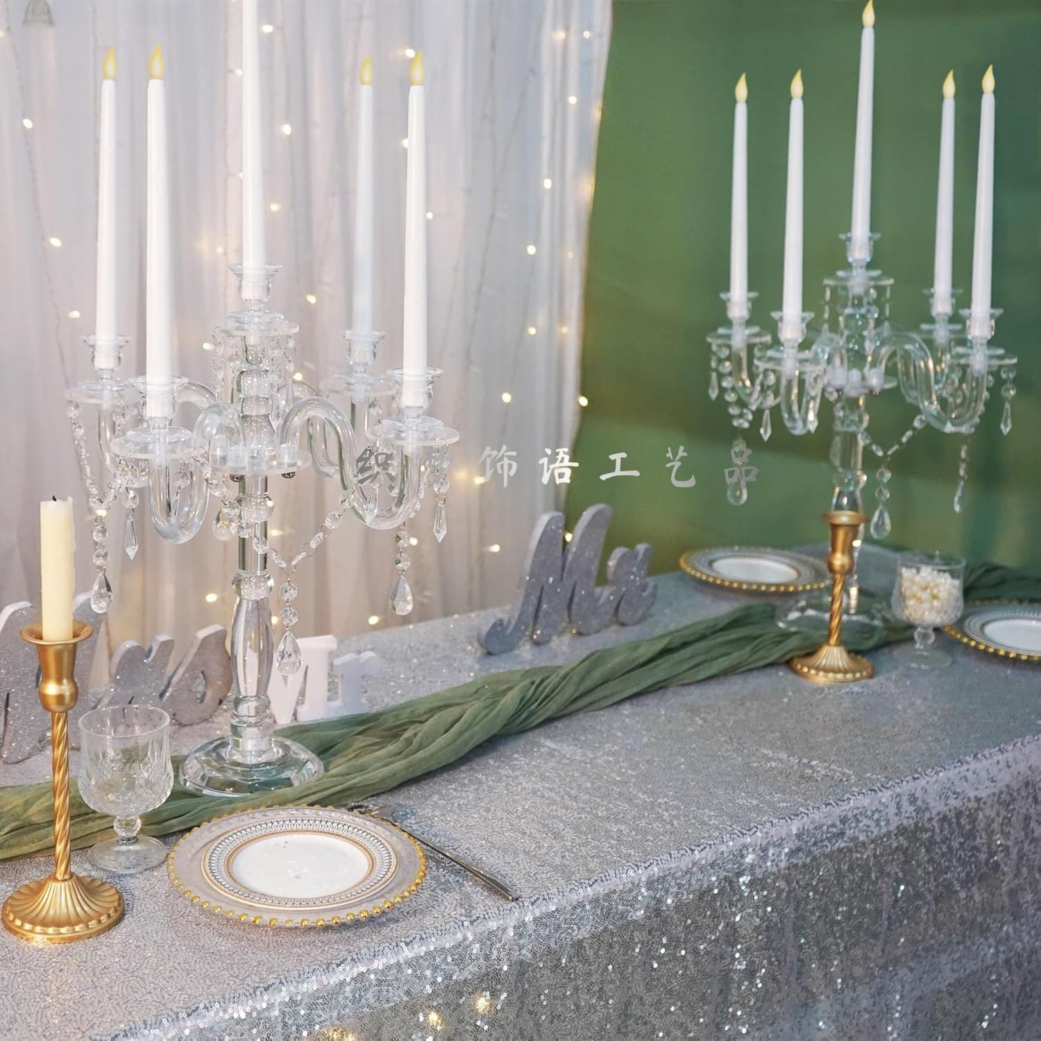 European Luxury Acrylic Five-Arm Candle Holder Wedding Props Party Hotel Western Restaurant Table Decor Ornament