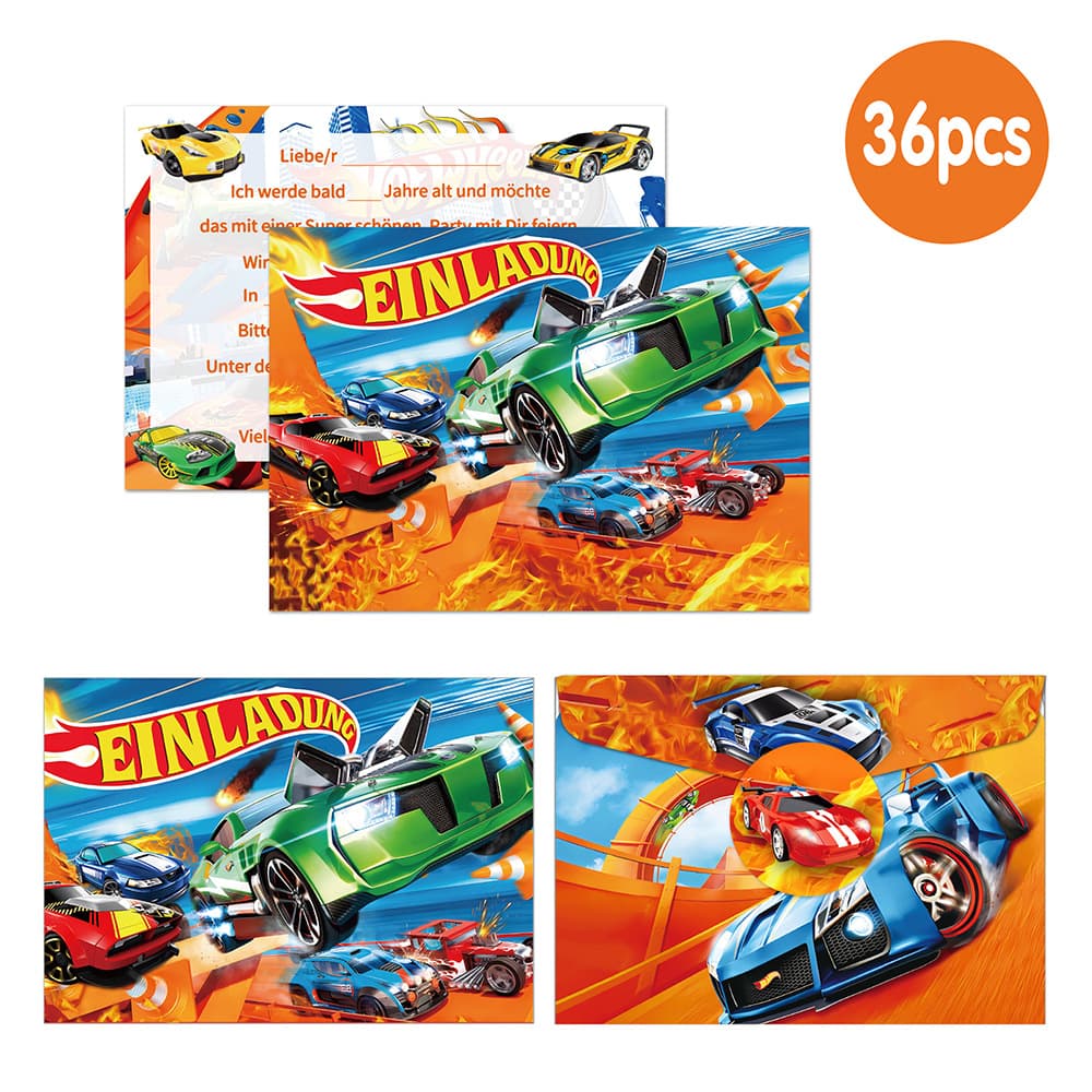 Hot Wheels Racing Hot Wheels Theme Birthday Party Supplies Invitation Card, Invitation Envelope, Sticker Amazon