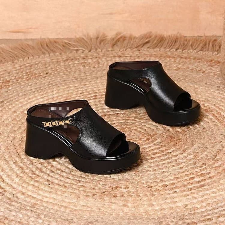 One-Strap Sandals for Women Summer Outdoor Cut-Out 2026 New Style Elegant Casual Comfortable Thick-Sole High-Heel Casual Sandals for Women