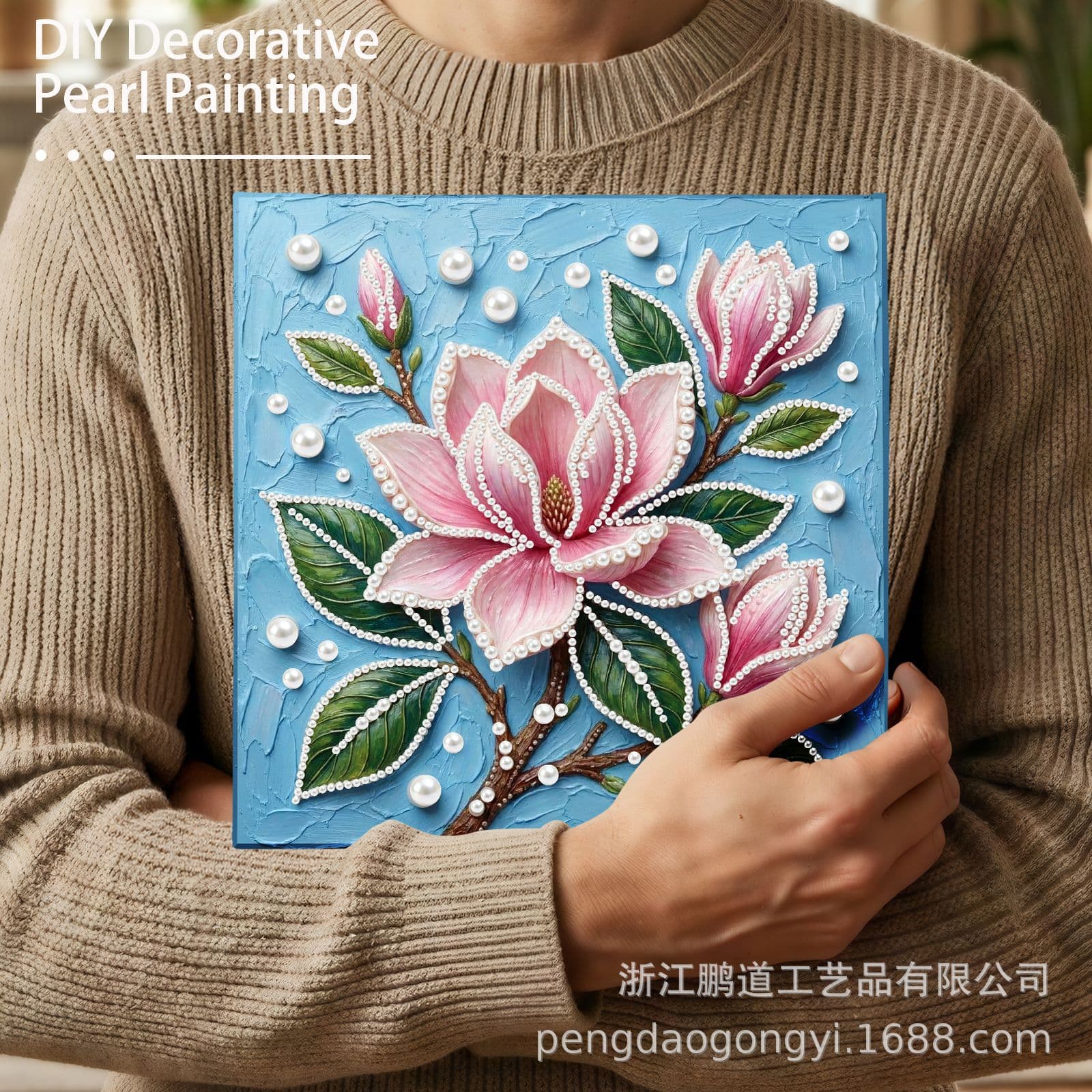 Cross-border new diamond painting surrounding scenery flower style handmade DIY dot diamond decoration pearl painting living room ornaments