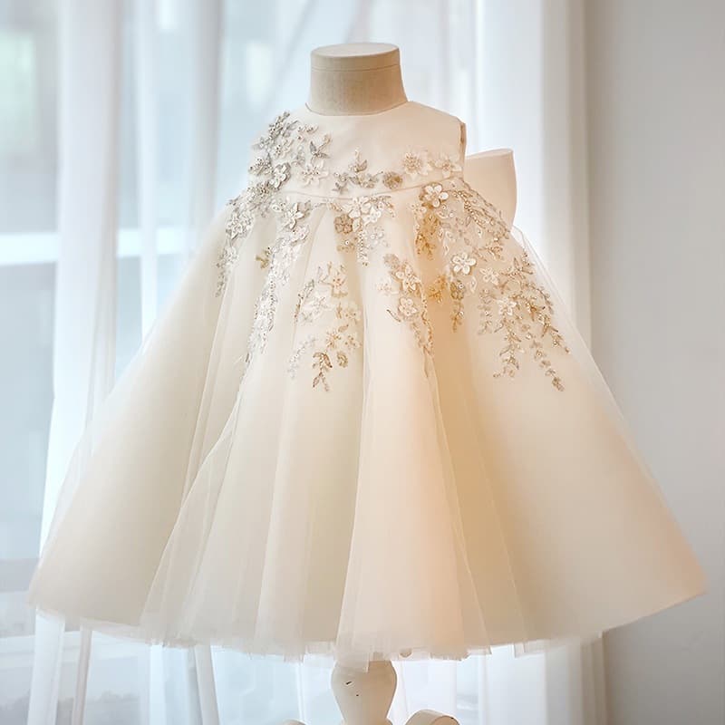 Baby Girl 1st Birthday High-End Dress Korean Style High-Waist Birthday Gown Fashionable Infant Princess Dress Tulle