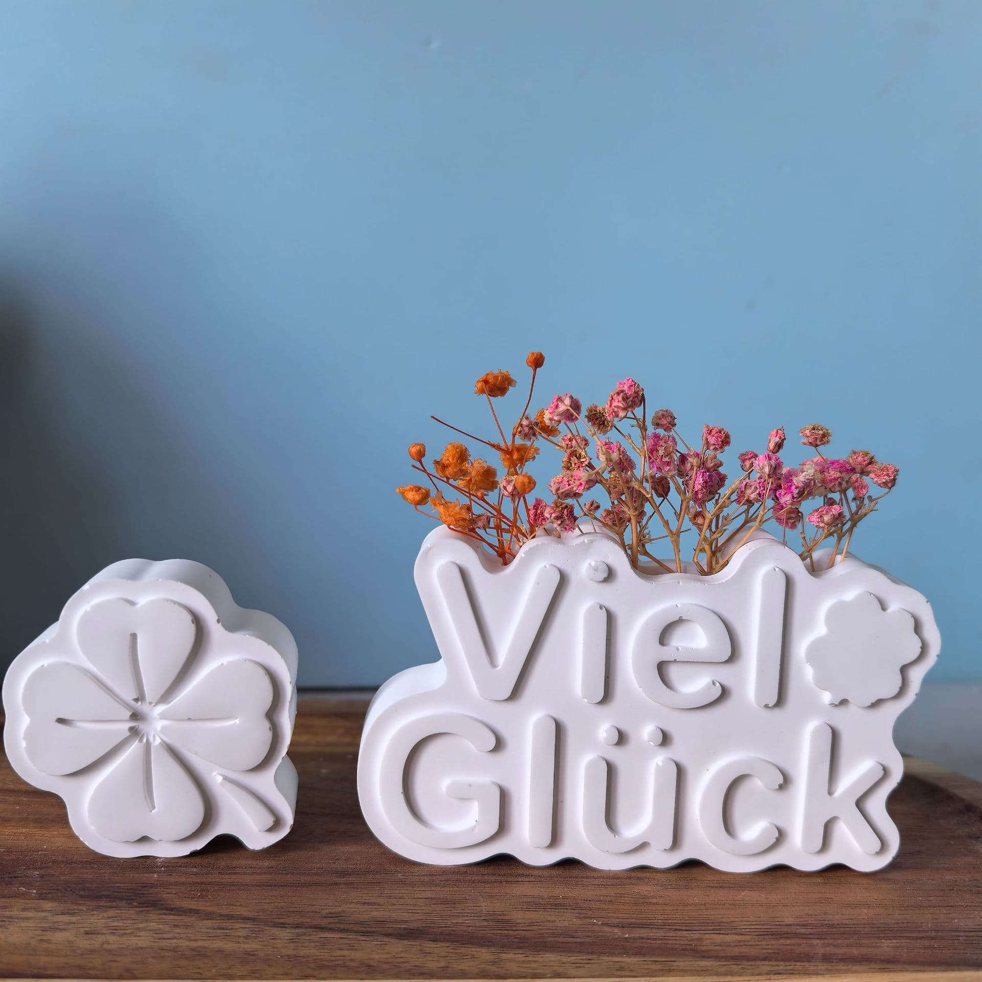 GOOD LUCK letter lucky four-leaf clover flower arrangement ornament mold vase insert four-leaf clover ornament mold