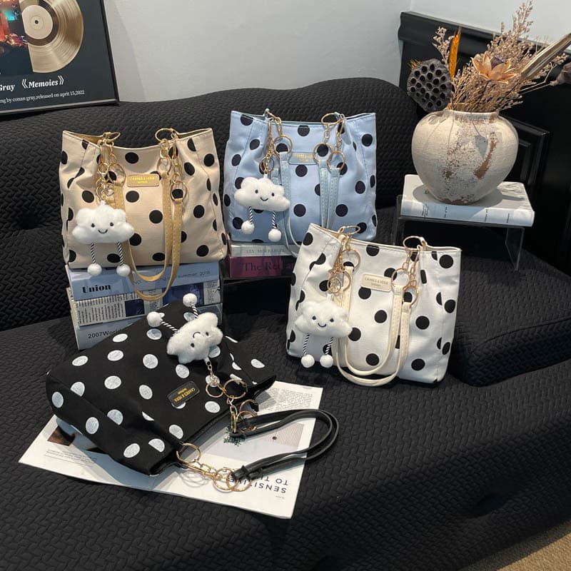 Cross-border polka dot bag women's 2026 summer new fashion shoulder bag large capacity commuter tote bag armpit bag