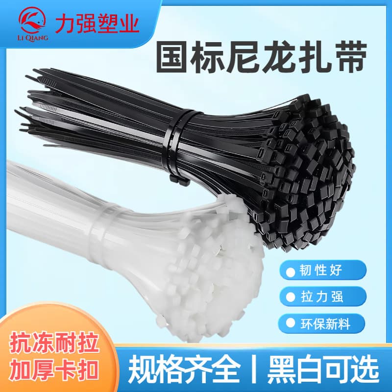 Plastic buckle nylon cable ties in sizes 4x150, 4x200, 4x250, 5x300, 5x350, 8x300, 8x400, 8x500, 8x600