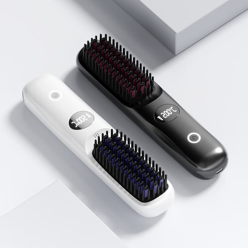 New Cross-Border Rechargeable Ceramic Heating Straightening Comb with Negative Ions, Portable Wireless Straightening and Curling Comb