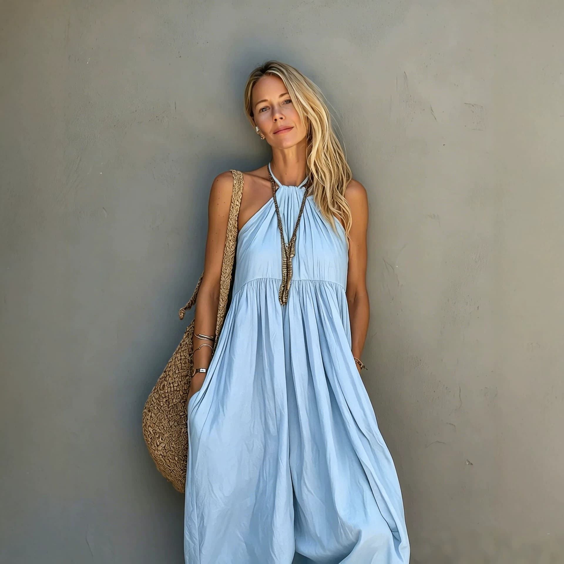 New Cross-Border Foreign Trade Model for Independent Sites and Amazon: Spring and Summer Ruched Vacation-Style Casual Beach Women's Jumpsuit
