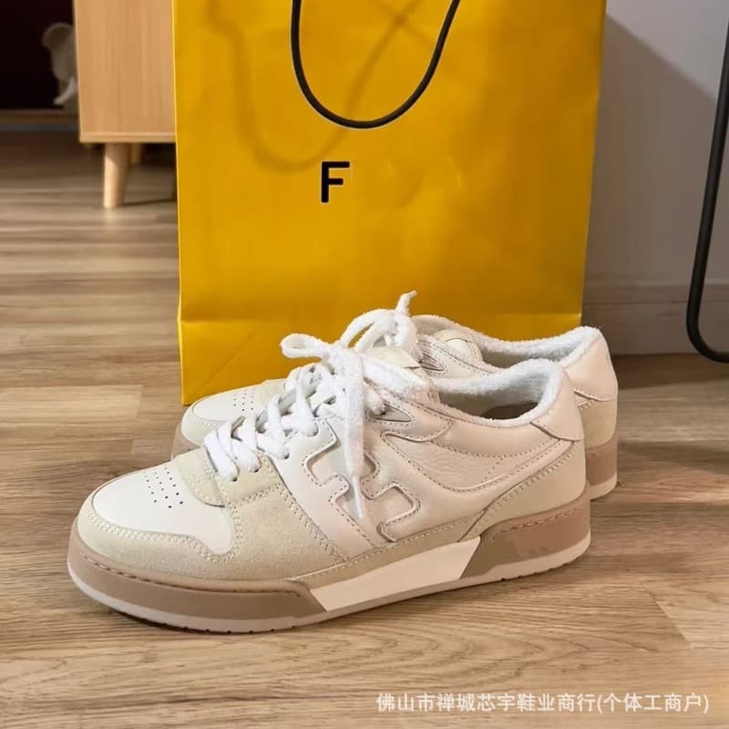 High-End F Brand Match Suede Sneakers for Women, Flat Lace-Up Shoes with Genuine Leather Patchwork, Unisex German Training Shoes