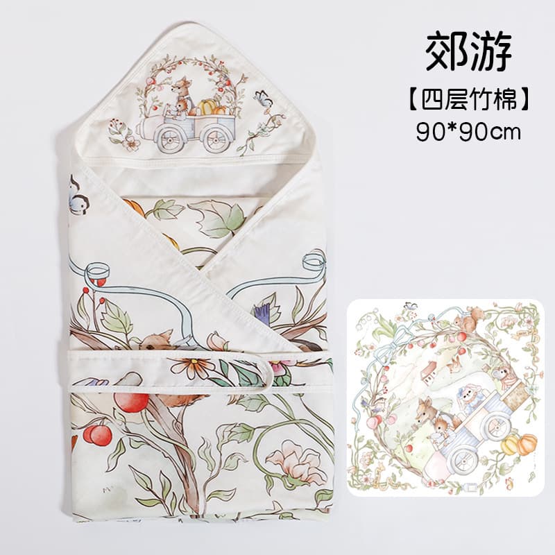 Newborn Baby Swaddle Wrap, Bamboo Cotton Class A, Outdoor Gauze Swaddle, Spring/Summer Thin Newborn Swaddle Blanket