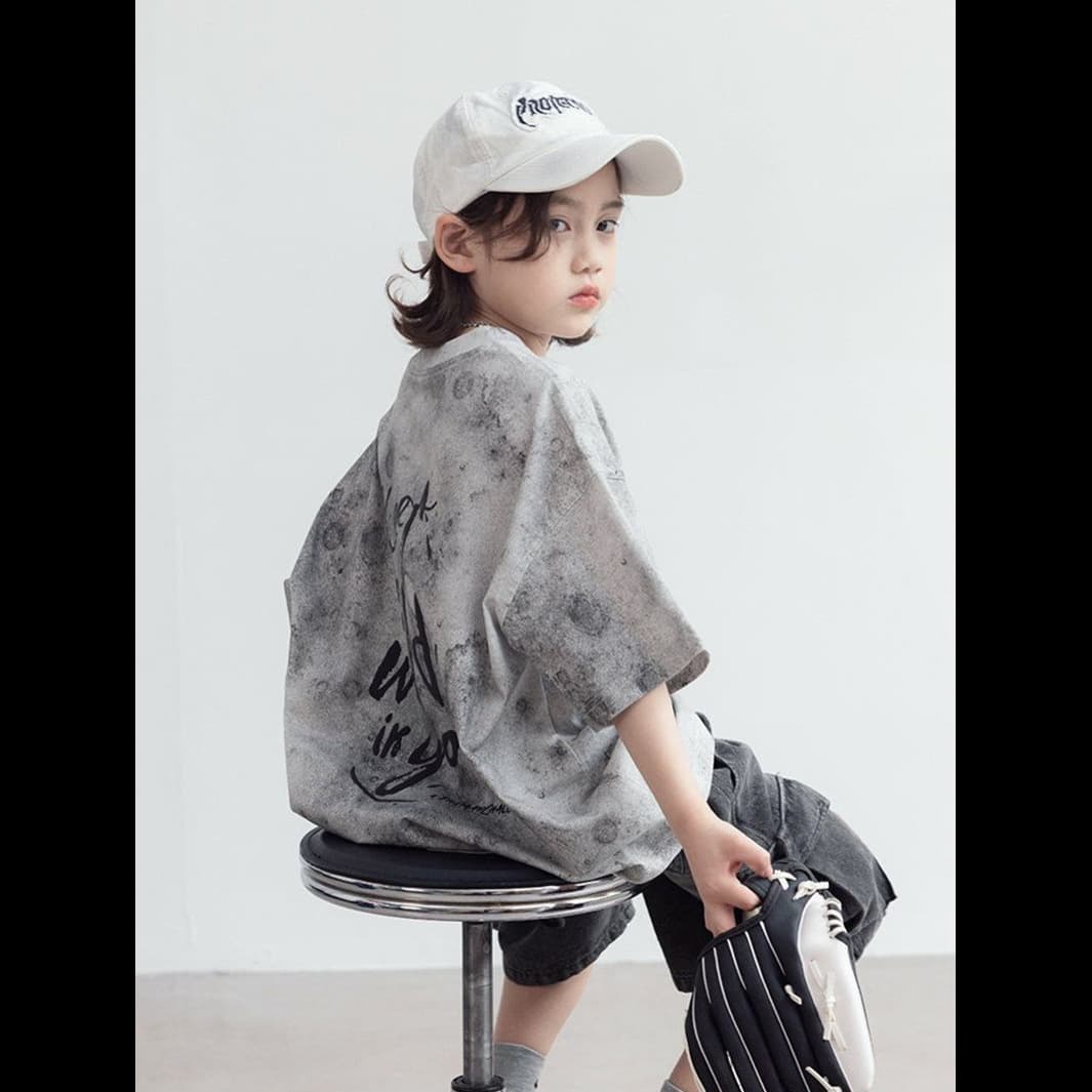 Summer Thin T-Shirts for Boys and Girls 2026 New Style Children's Short-Sleeve Round-Neck Fashion Tie-Dye Tops for Older Kids Trendy