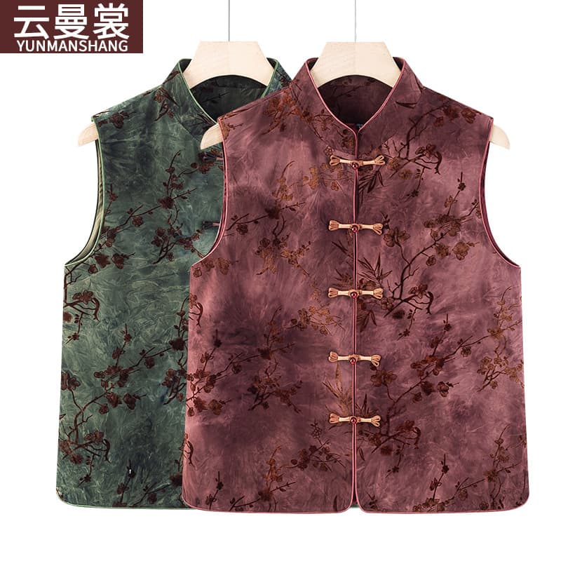New Chinese Style Stand Collar Vest for Women Middle-aged and Elderly Mothers Fashionable Top 2026 New Arrival Grandma Vest Women