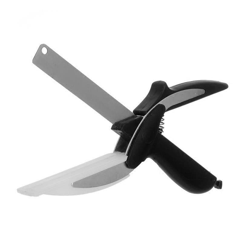 Cross-border food scissors vegetable scissors 2-in-1 smart stainless steel spring knife multifunctional household kitchen scissors