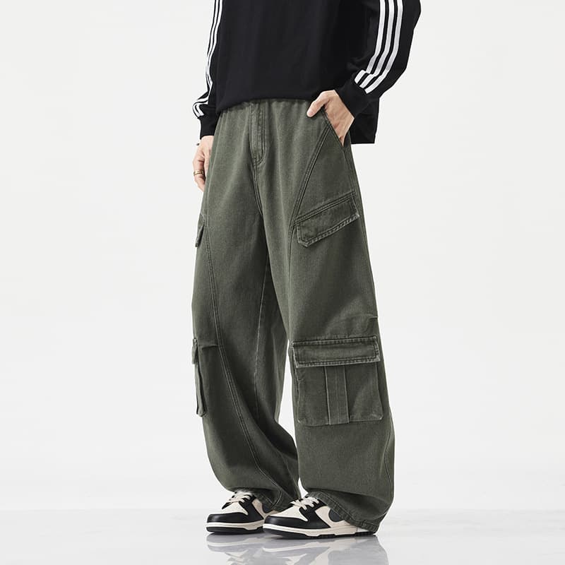 JYF-M8860 Men's Casual Pants Autumn New Arrival American Style Multi-Pocket Pleated Cargo Pants