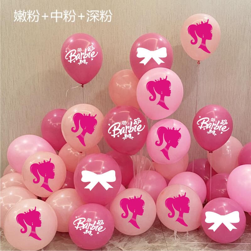 Barbie Princess Balloon Set for Girls' Birthday Party, Barbie Doll Theme Pink Balloon Kit
