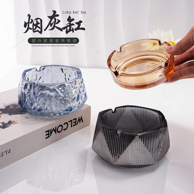 Glass Ashtray for Home Living Room, Light Luxury Creative New Style Commercial Ashtray, High-End Hotel Ashtray