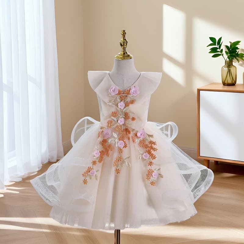 Cross-border Girls Princess Dress Tutu Skirt Catwalk Evening Gown Host Piano Performance Dress Flower Girl Wedding Dress