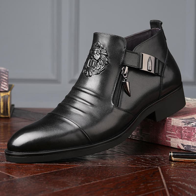 HPIOPL5010 Cross-border Men's Embossed Martin Boots Side Zipper European and American Trendy Boots OPP Bag Packaging Without Shoe Box