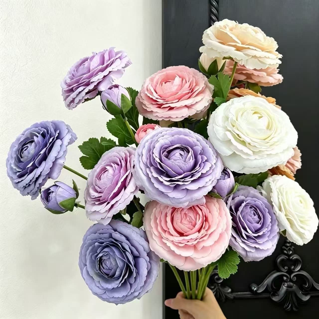 3-Head Dew Lotus Artificial Flowers for Wedding Scene Decoration, Fake Flower Arrangement, Home Hotel Decorative Silk Artificial Flowers