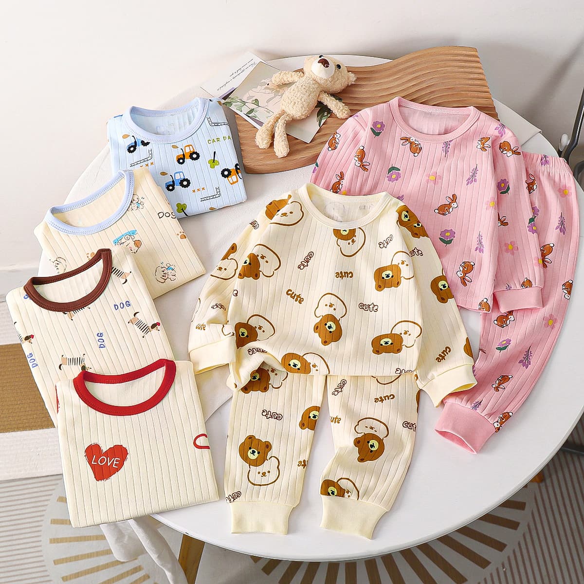 Children's Cotton Underwear Set, New Autumn Style, Baby Boys' Loungewear, Girls' Pajamas, Autumn Top and Pants, Kids' Clothing