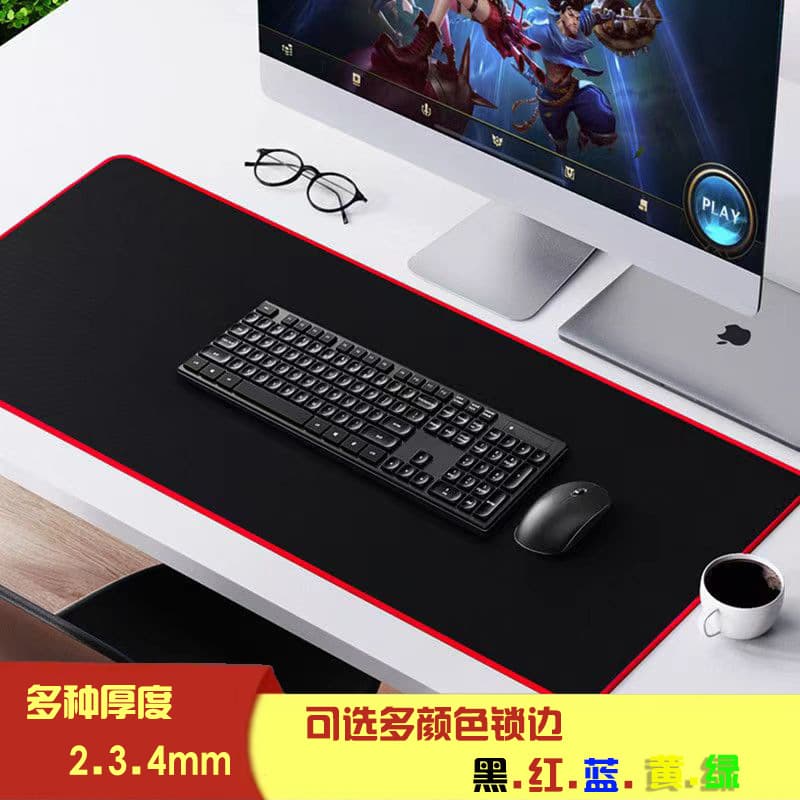 Wholesale Multi-Color Stitched Mouse Pad, Full Black Gaming Desk Mat, Office Keyboard Pad, Drop Shipping Large Mouse Pad
