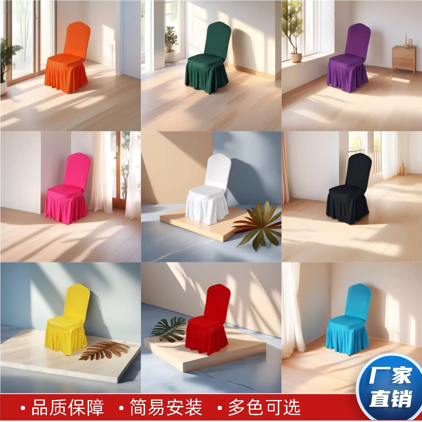Cross-border thickened solid color elastic chair covers for hotel weddings, celebrations, and fully covered banquet stool sets from manufacturers