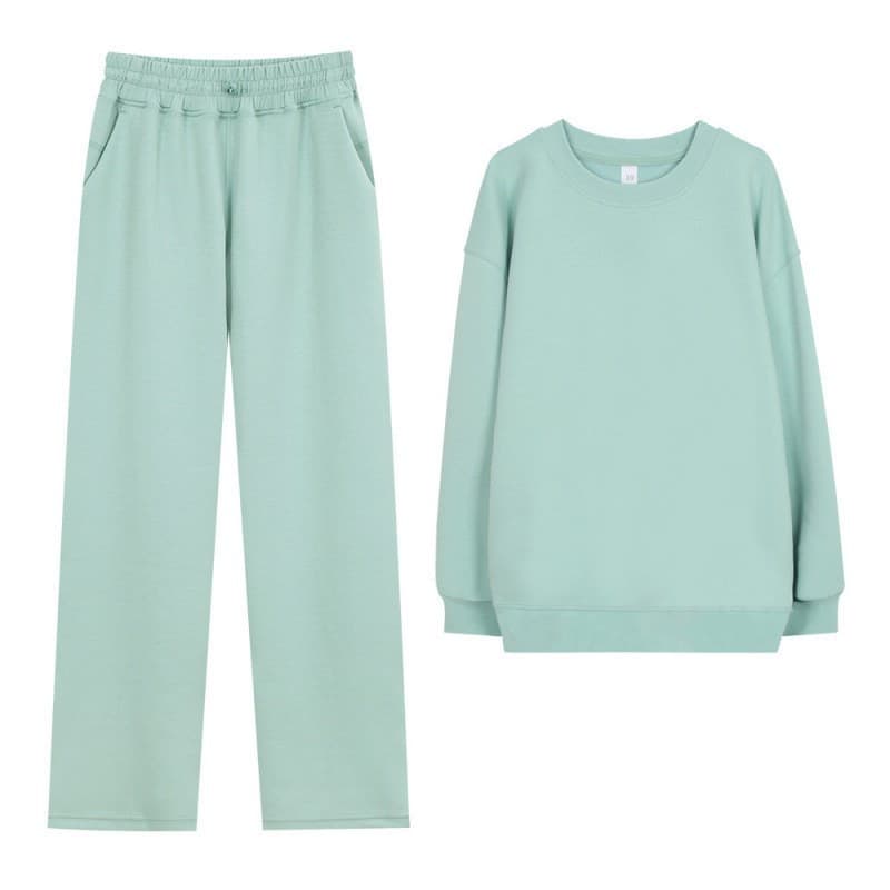 Lulu Original Label Set: Long Crew Neck Sweatshirt, Air Layer Pants, Women's Long Sleeve Elastic Fitness Running Sports Top