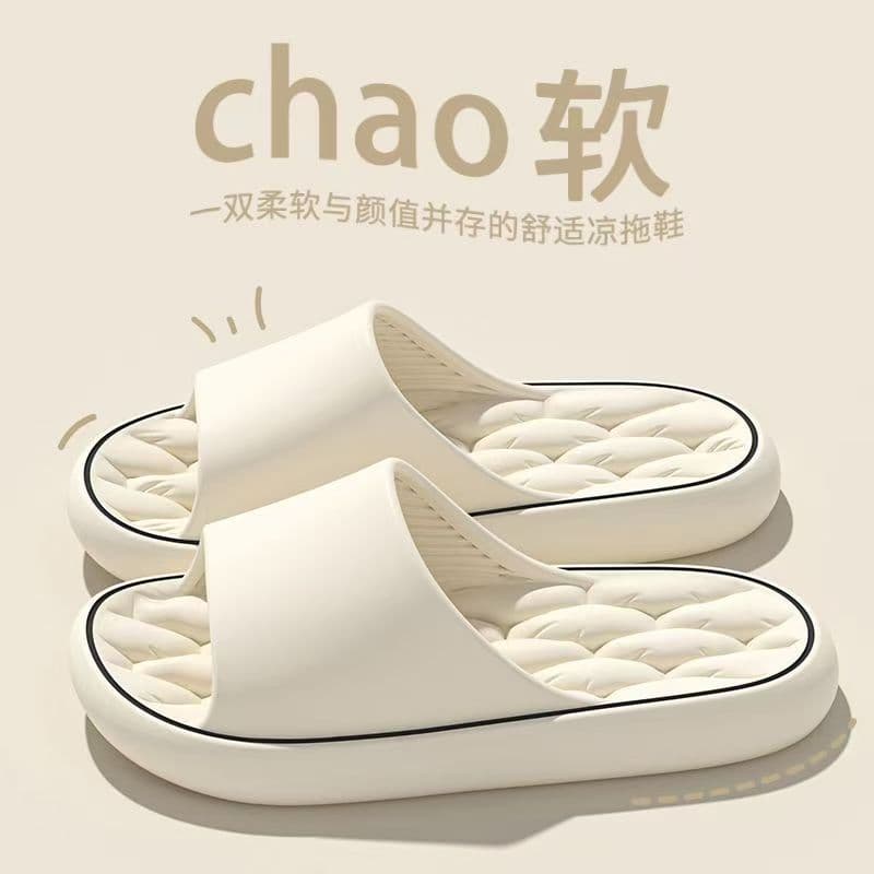 Men's Indoor Bathroom Anti-slip Slippers Couple Home Slippers Flat Sandals Women's Slip-On Shoes PVC Material Leisure Style