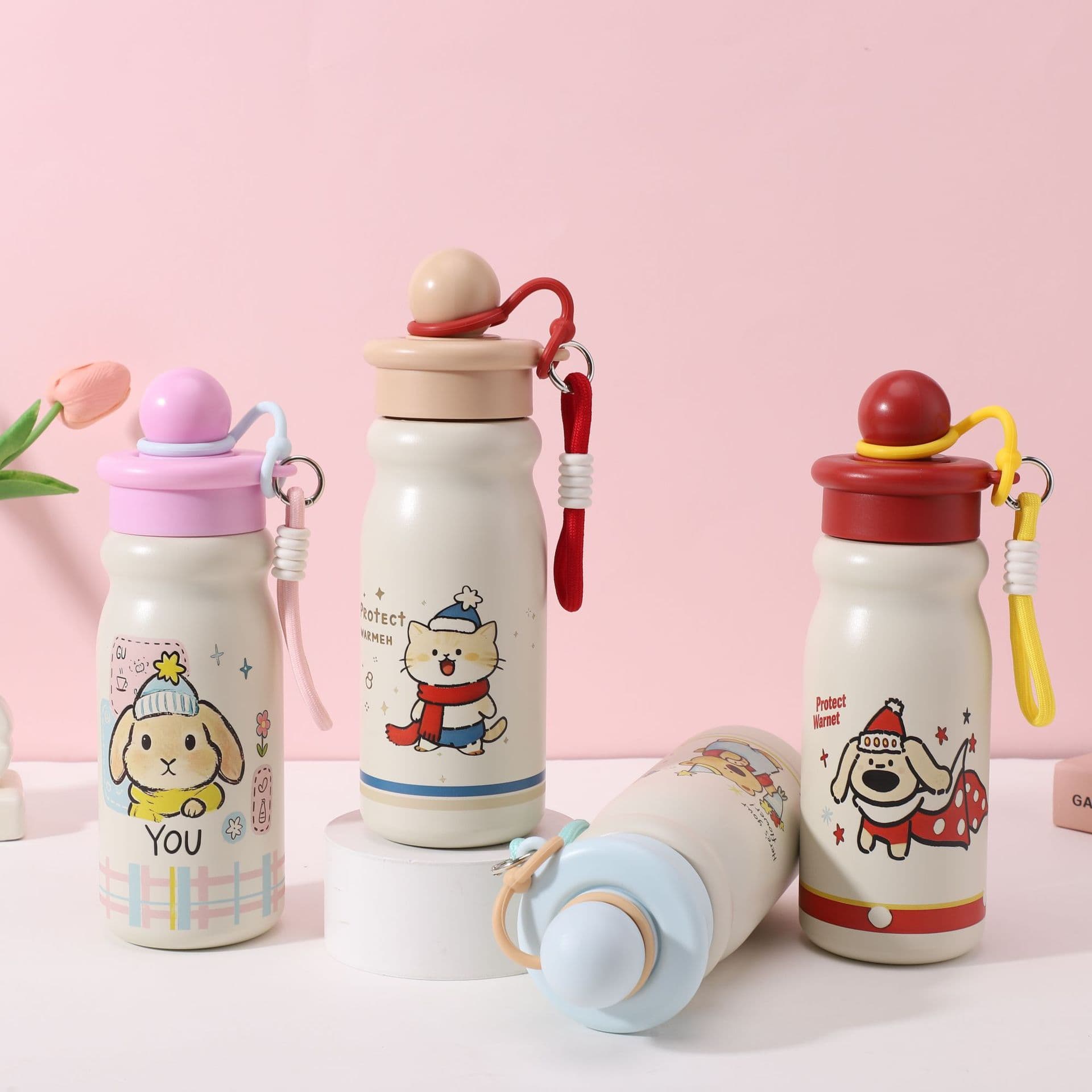 Cross-border cute and interesting thermos cup for women, high-looking portable thermos water cup, outdoor car straw cup wholesale