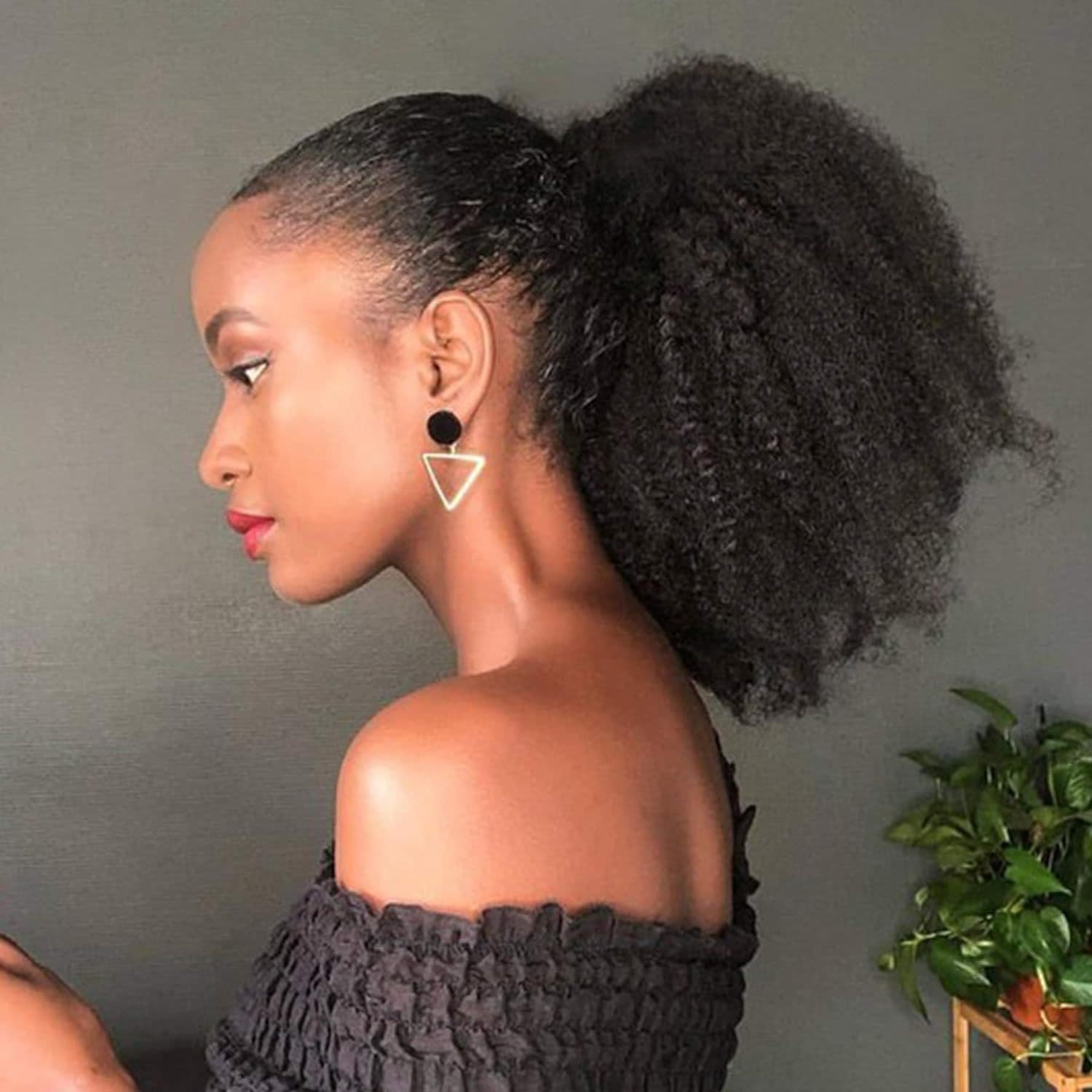 [In Stock & Fast Shipping] African Small Roll Drawstring Ponytail Kinky Curly Short Hair Wig Ponytail