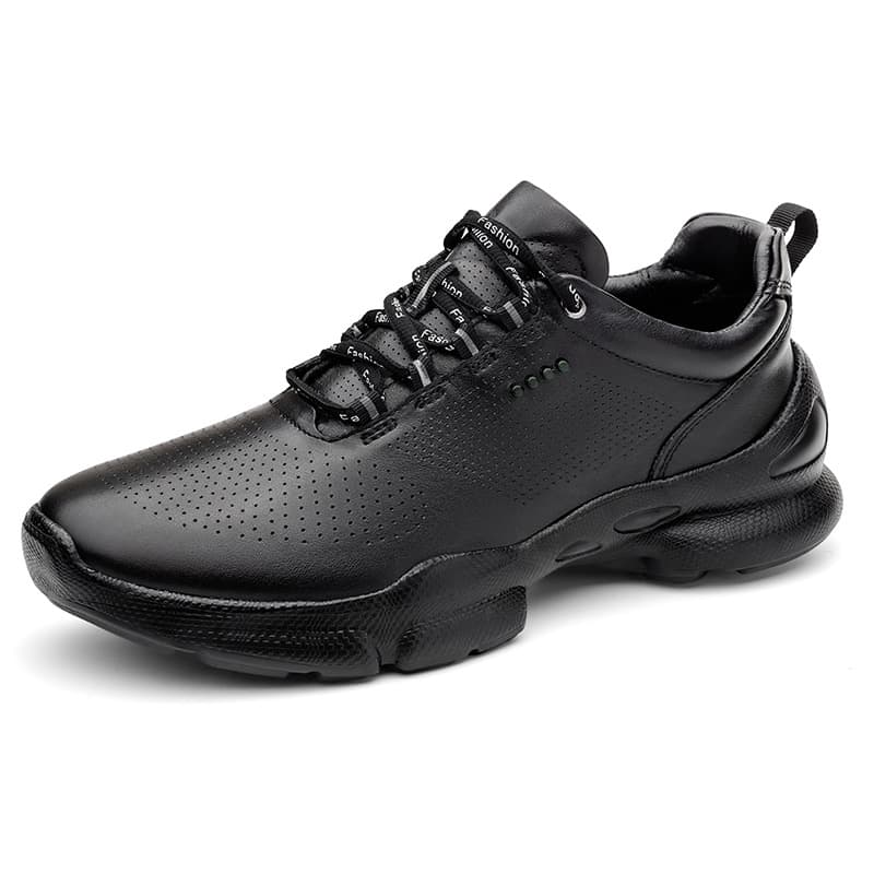 Top-Layer Cowhide Leather Men's Shoes, Spring New Arrival Men's Casual Shoes, Soft Sole Non-Slip Sports Shoes, Black Lace-Up Breathable