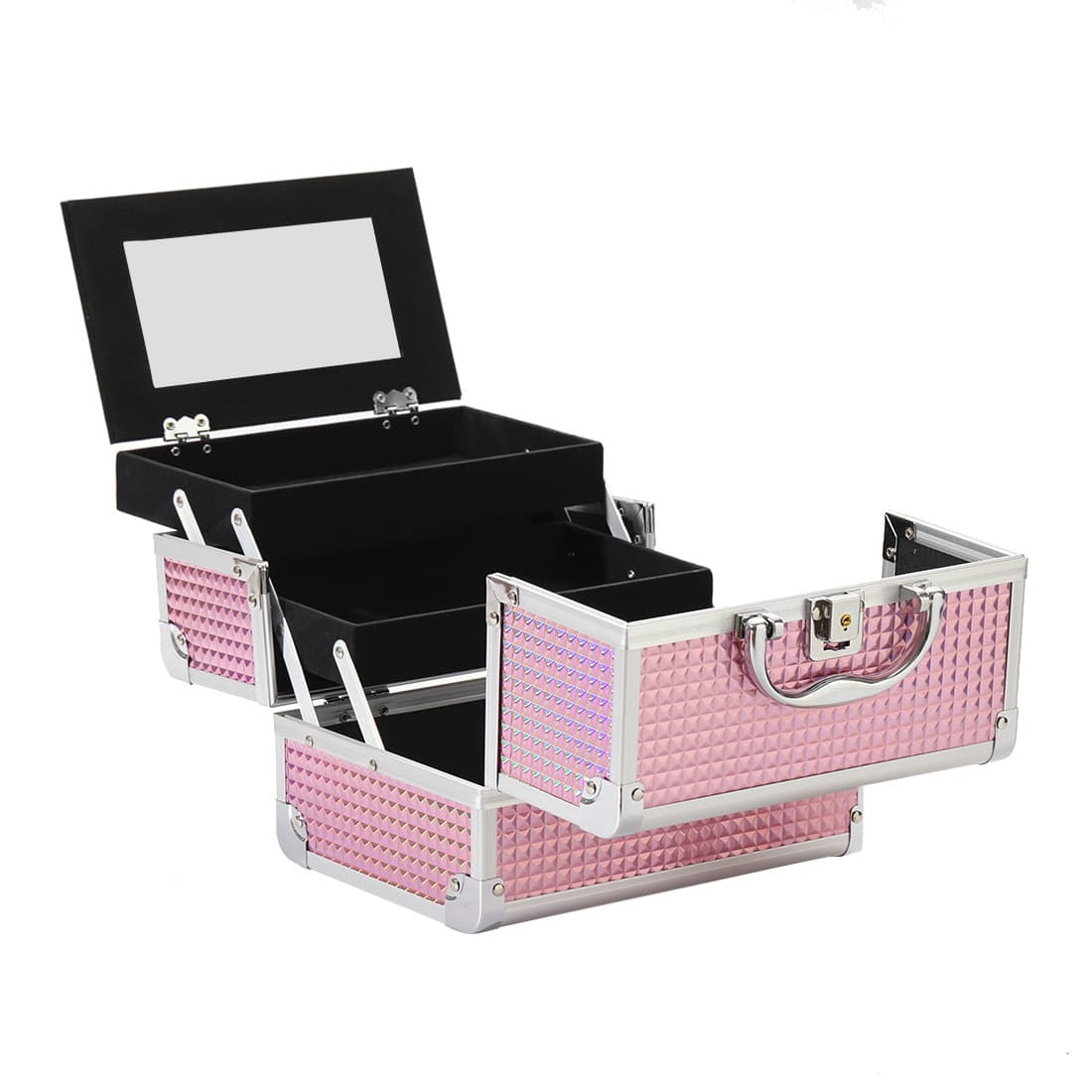 25-year new makeup case with mirror, manicure and eyelashes tool box, large capacity tattoo suitcase for makeup artists to go out with