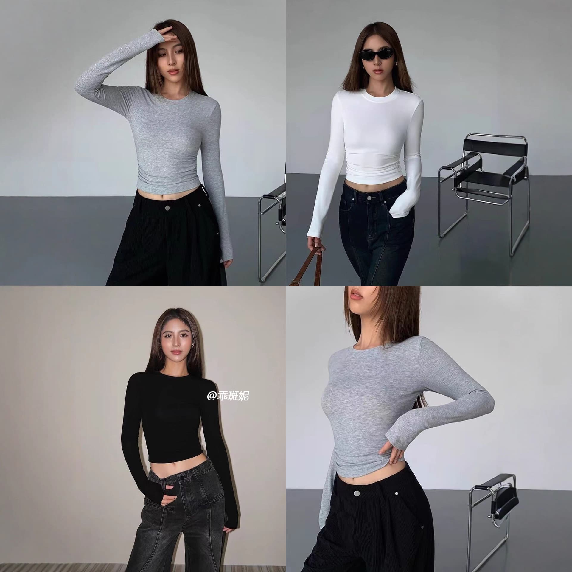 Korean Style Right Shoulder Slim Long-Sleeved T-Shirt for Women 2025 Autumn New Pinch Waist Short Bottoming Shirt Slimming Look Women's Top