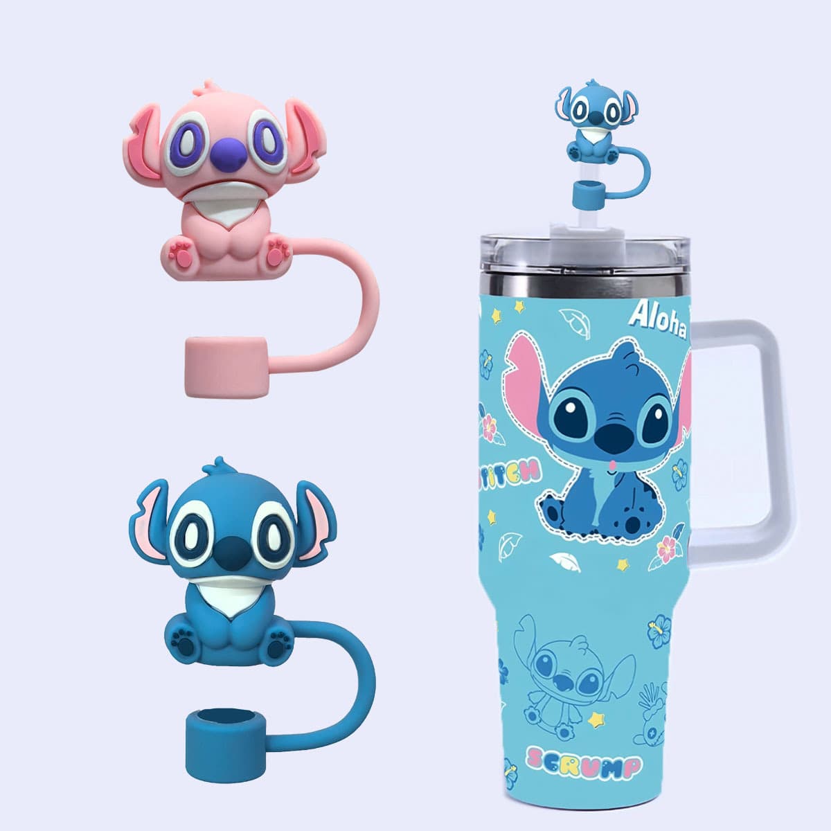 Cartoon Stitch 10mm Straw Cap Reusable 40oz Stanley Cup Decoration Accessory Cross-Border Stock