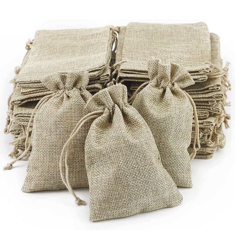 Cross-border factory stock drawstring burlap bags, export burlap packaging bags, jute gift bags, jewelry bags