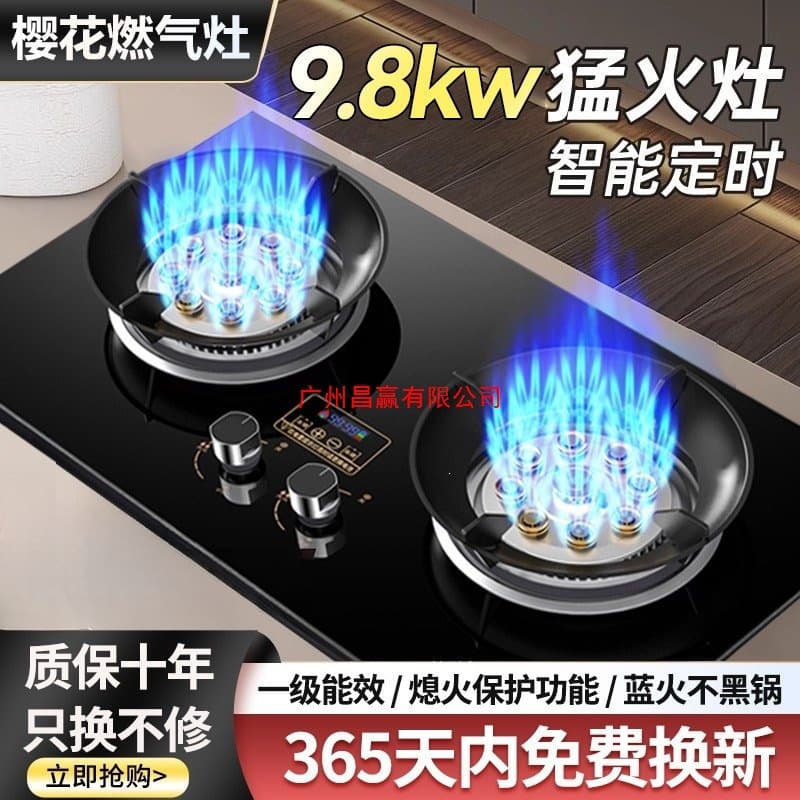 New Gas Stove, Household Dual-Burner Built-in Gas Cooktop, Tabletop LPG Gas Stove, Energy-Saving High-Fire Stove
