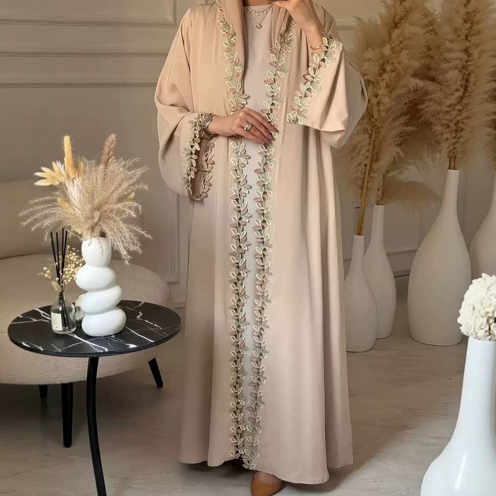F462 foreign trade women's cross-border embroidered loose large size cardigan long skirt fashionable outer wear loose dress