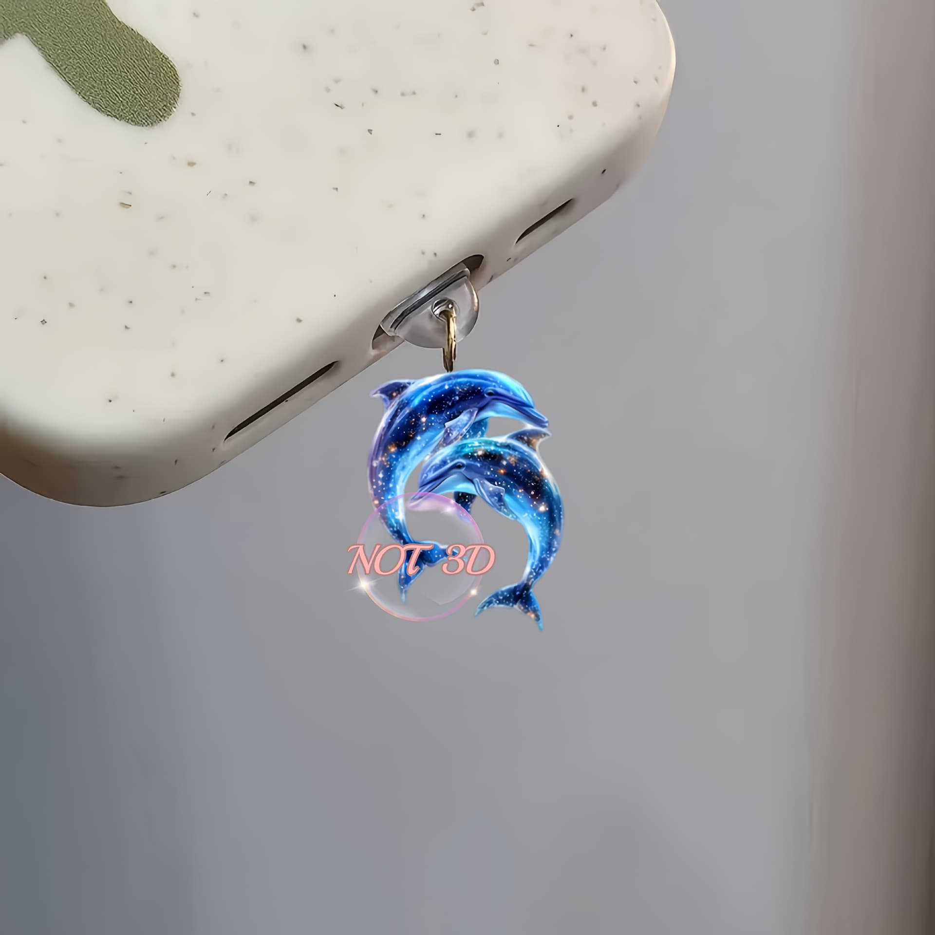 2D Flat Color Dolphin Pattern Acrylic Dust Plug, Universal Phone Dust Cover, Compatible