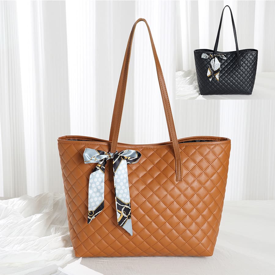 Quilted Embroidered Large Capacity Tote Bag 2025 Fashion Casual Light Luxury Lazy Shoulder Tote Bag Cross-border Shipping