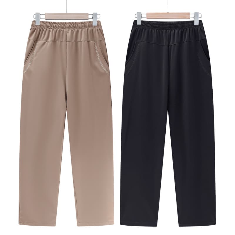 Mother's Pants Spring and Autumn Middle-aged and Elderly Women's Pants Casual Elastic High Waist Straight Grandma Pants Wholesale